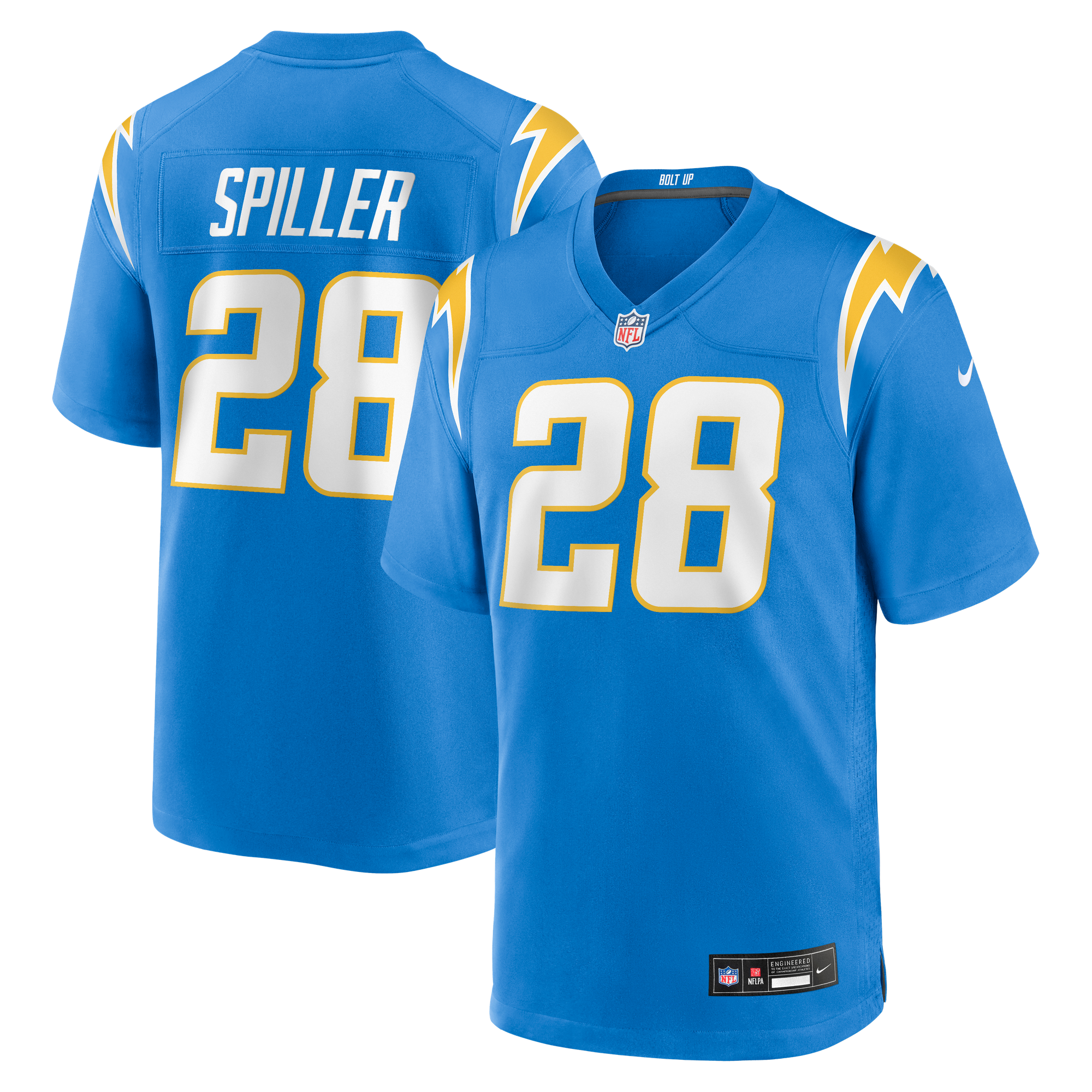 Men's Nike Isaiah Spiller Powder Blue Los Angeles Chargers Game Jersey