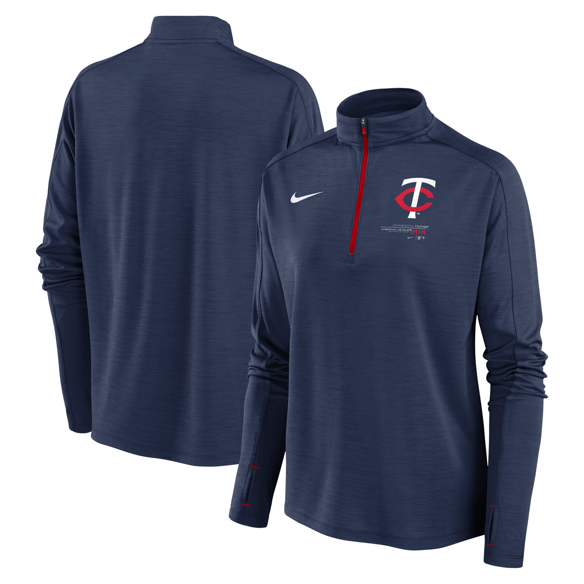 Women's Nike Navy Minnesota Twins Pacer Dri-FIT Quarter-Zip Pullover