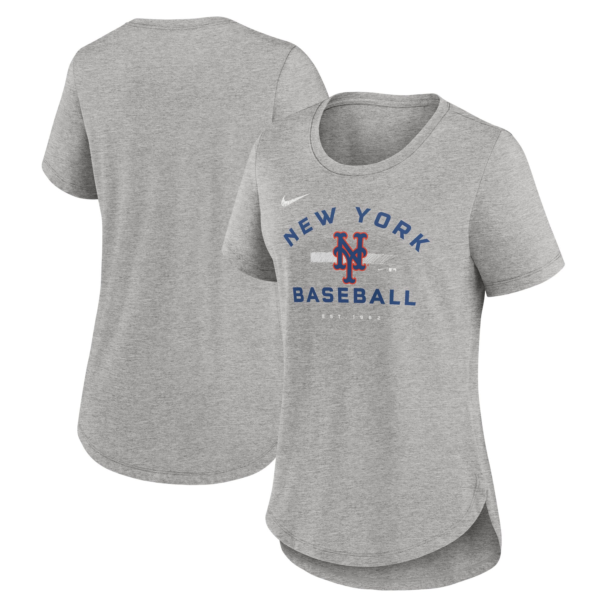 Women's Nike Heather Gray New York Mets Hot Prospect Tri-Blend T-Shirt