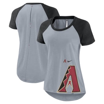 Women's Nike Heather Gray Arizona Diamondbacks Summer Breeze Raglan Fashion T-Shirt