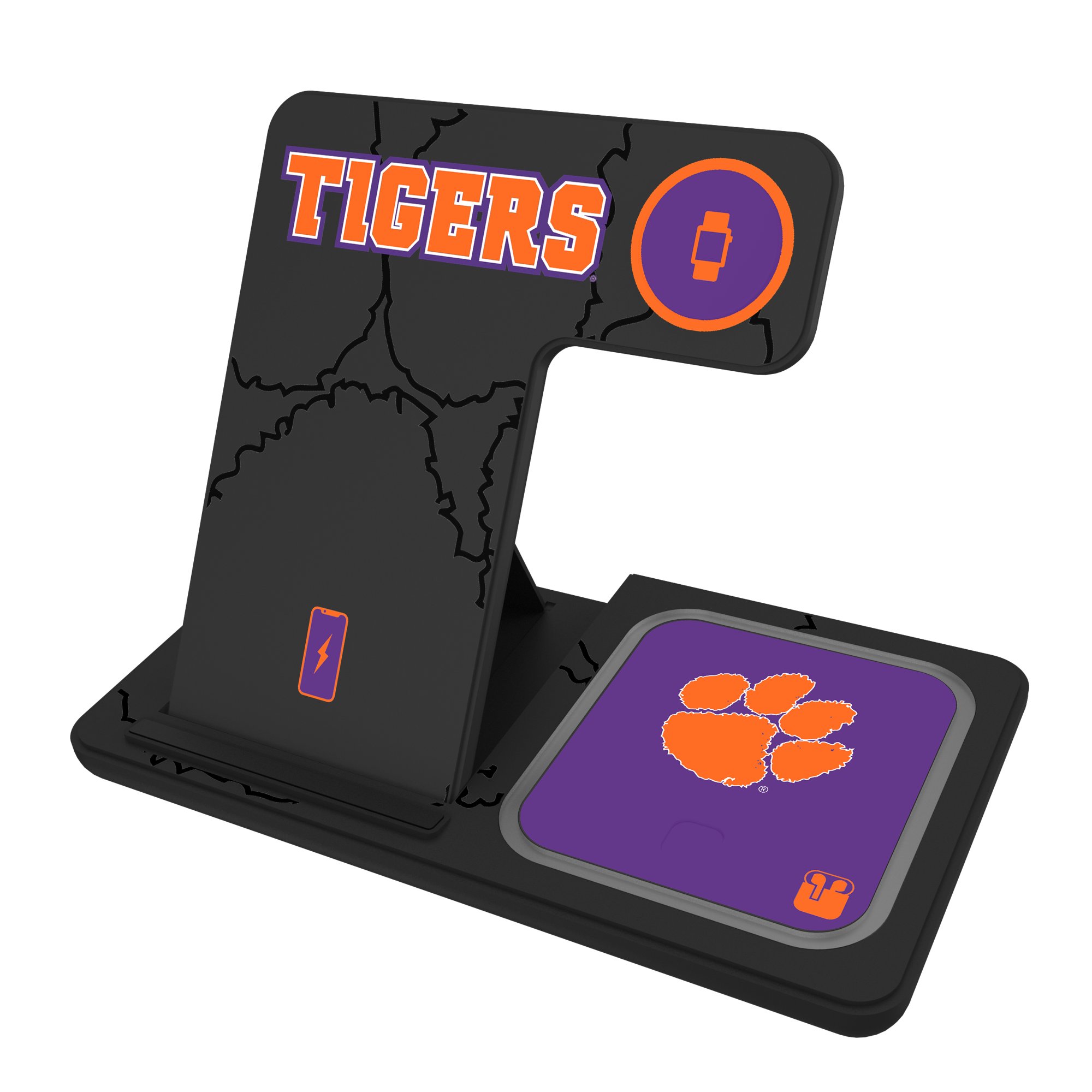 Keyscaper Clemson Tigers 3-In-1 Wireless Charger