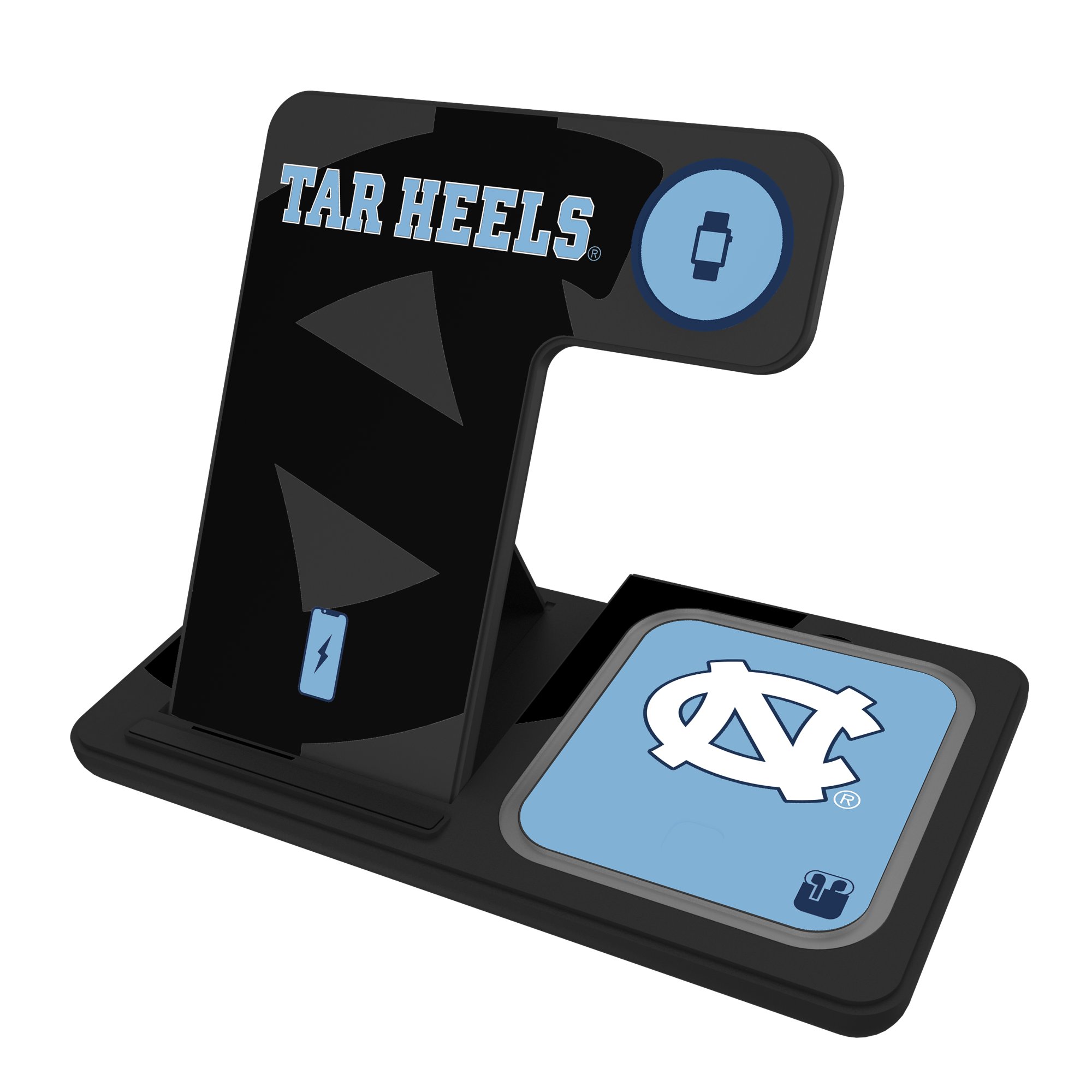 Keyscaper North Carolina Tar Heels 3-In-1 Wireless Charger