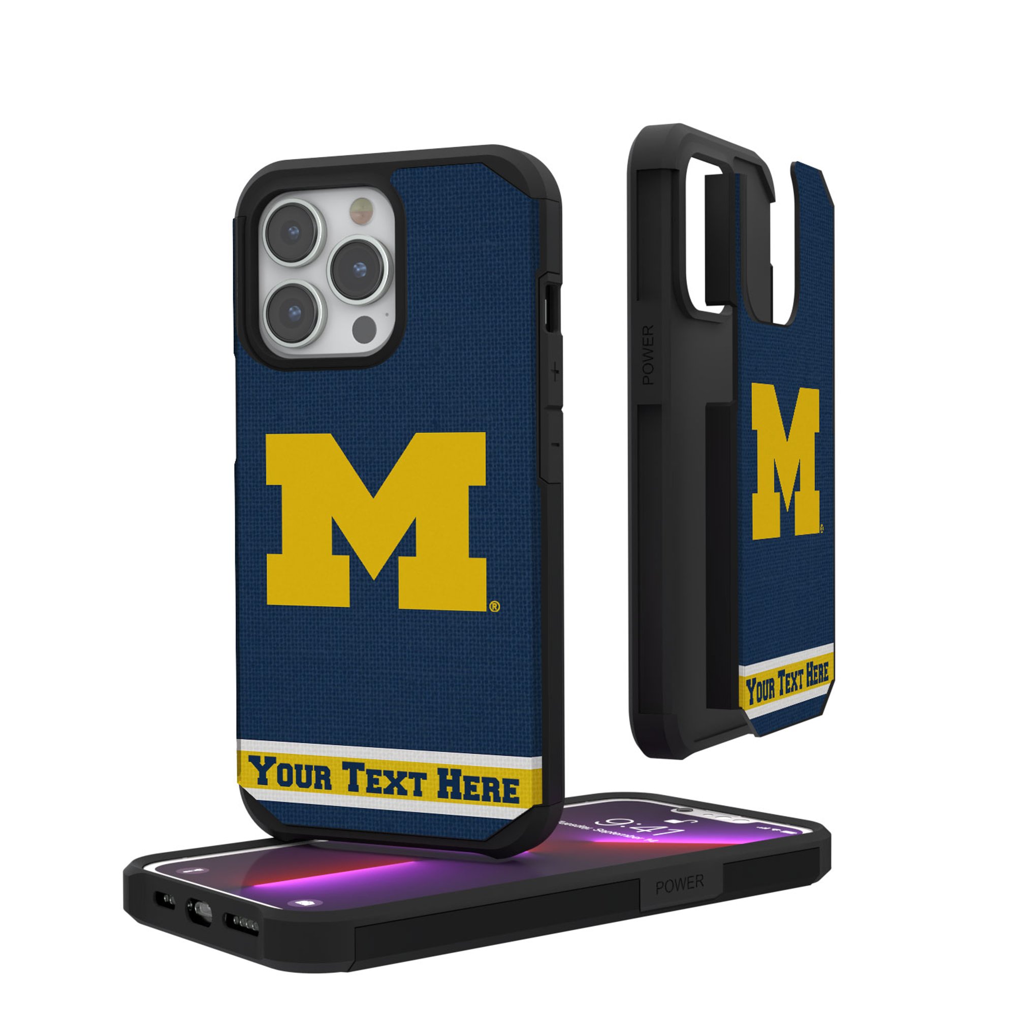 Michigan Wolverines iPhone Stripe Personalized Rugged Case Michigan Wolverines iPhone Stripe Personalized Rugged Case