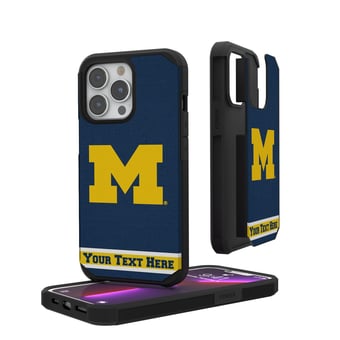 Michigan Wolverines iPhone Stripe Personalized Rugged Case