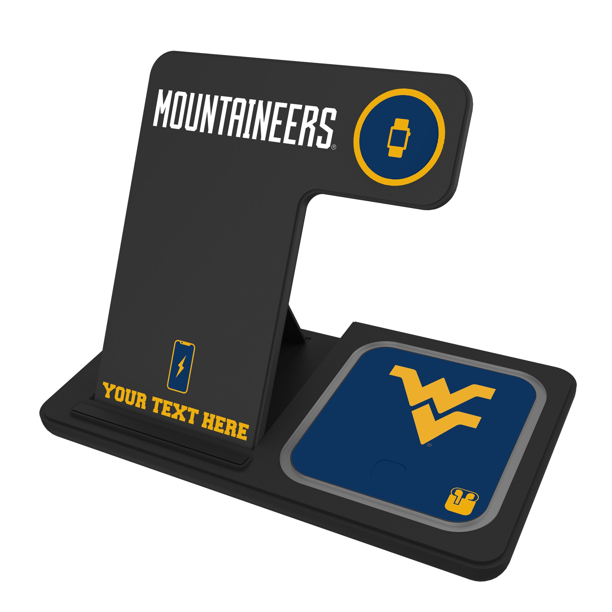 West Virginia Mountaineers Personalized 3-In-1 Wireless Charger