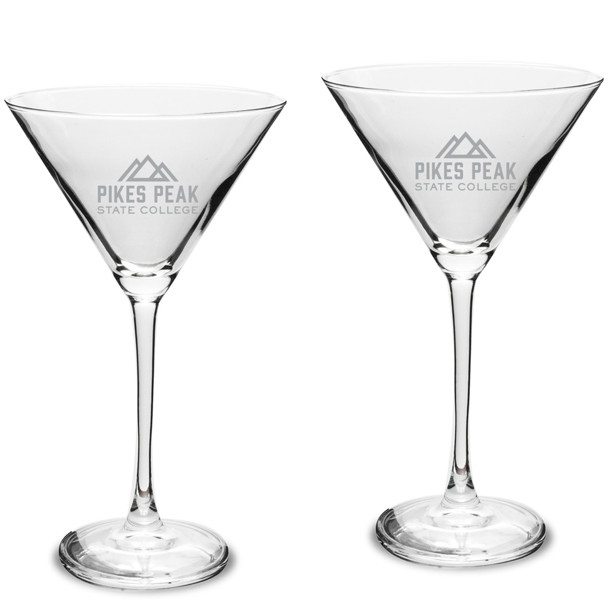 Pikes Peak State College Two-Piece Traditional 10oz. Martini Glass Set