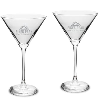 Pikes Peak State College Two-Piece Traditional 10oz. Martini Glass Set