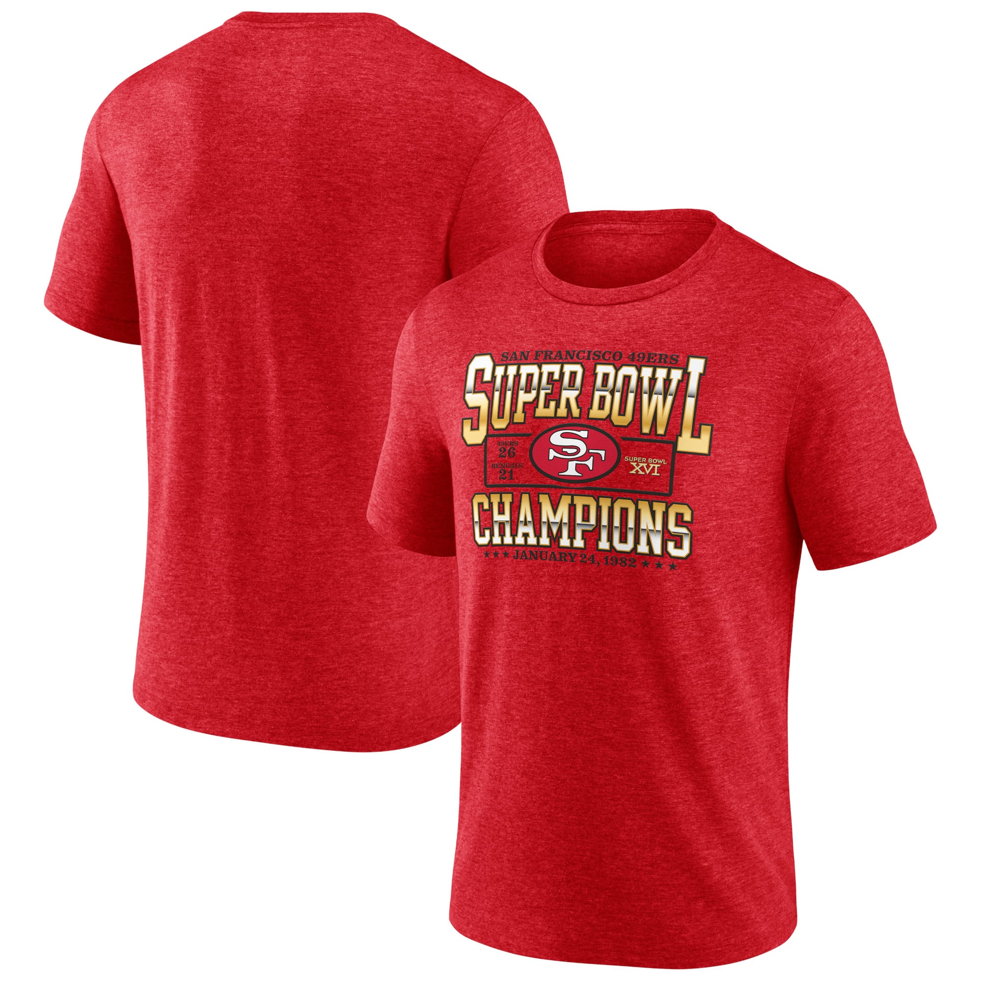 Men's Scarlet San Francisco 49ers Hometown Old-Fashioned Super Bowl XVI Champions Tri-Blend T-Shirt
