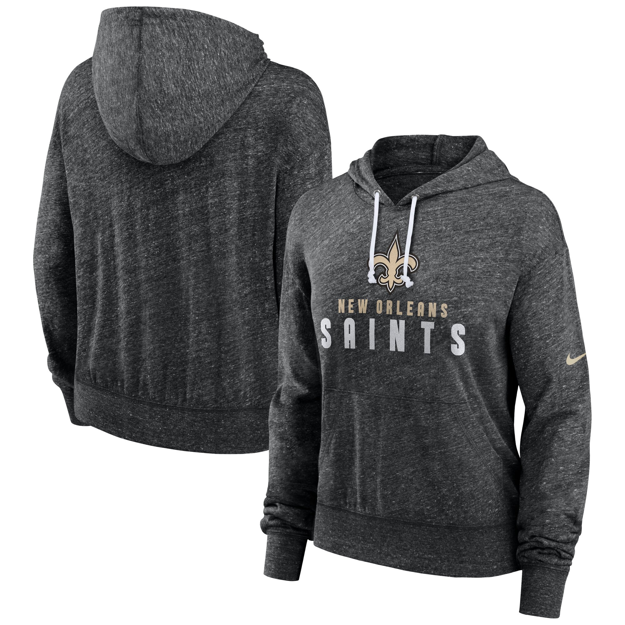 Women's Nike Black New Orleans Saints Gym Vintage Lightweight Pullover Hoodie: retailer-supplied image