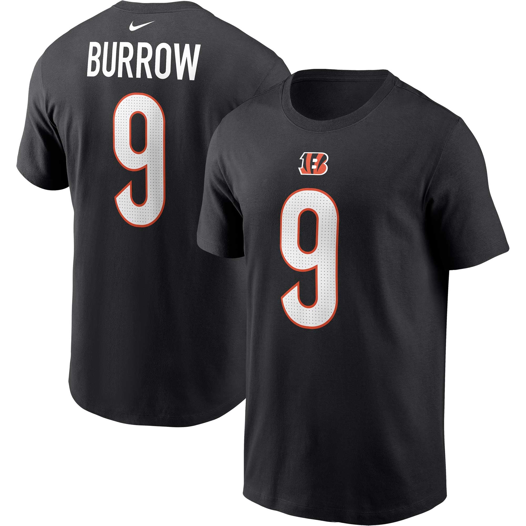 Camiseta Nike para hombre de Joe Burrow, color negro, con nombre y número de los Cincinnati Bengals.