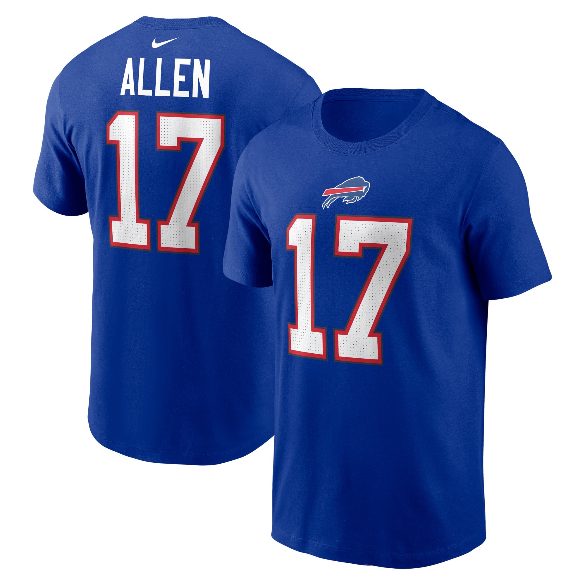 Camiseta Nike para hombre de Josh Allen, color azul marino, con nombre y número de los Buffalo Bills.