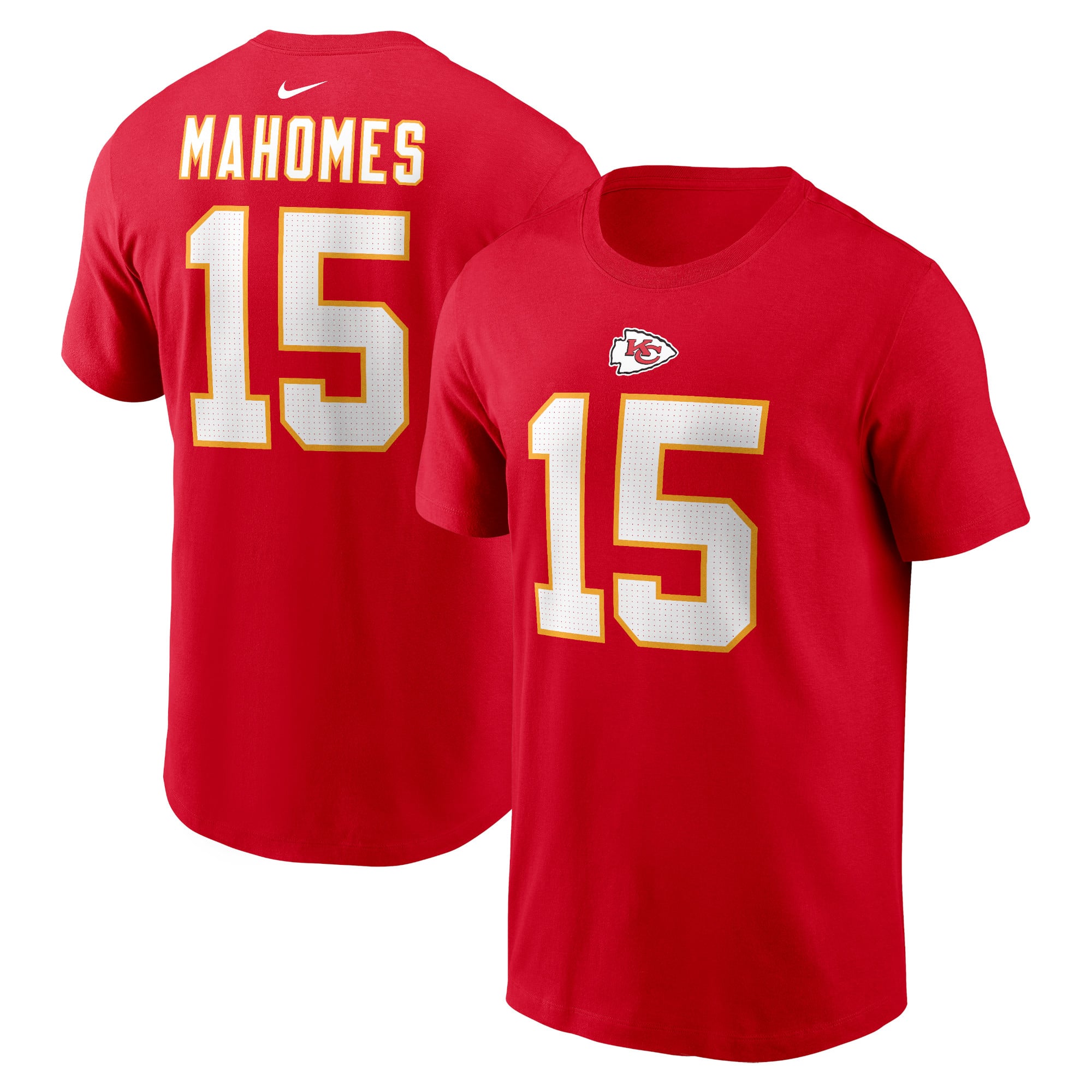 Camiseta Nike para hombre de Patrick Mahomes, roja, de los Kansas City Chiefs, con nombre y número.