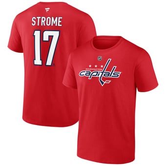 Men's Fanatics Dylan Strome Red Washington Capitals Authentic Stack Name & Number T-Shirt