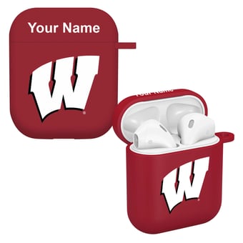 Red Wisconsin Badgers Personalized AirPods Case Cover