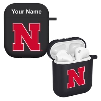 Black Nebraska Huskers Personalized AirPods Case Cover