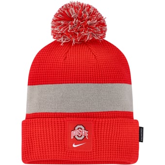 Men's Nike Scarlet Ohio State Buckeyes 2022 Sideline Team Cuffed Knit Hat with Pom