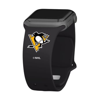 Black Pittsburgh Penguins Silicone Apple Watch Band