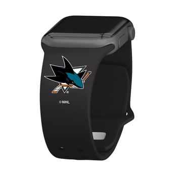 Black San Jose Sharks Silicone Apple Watch Band