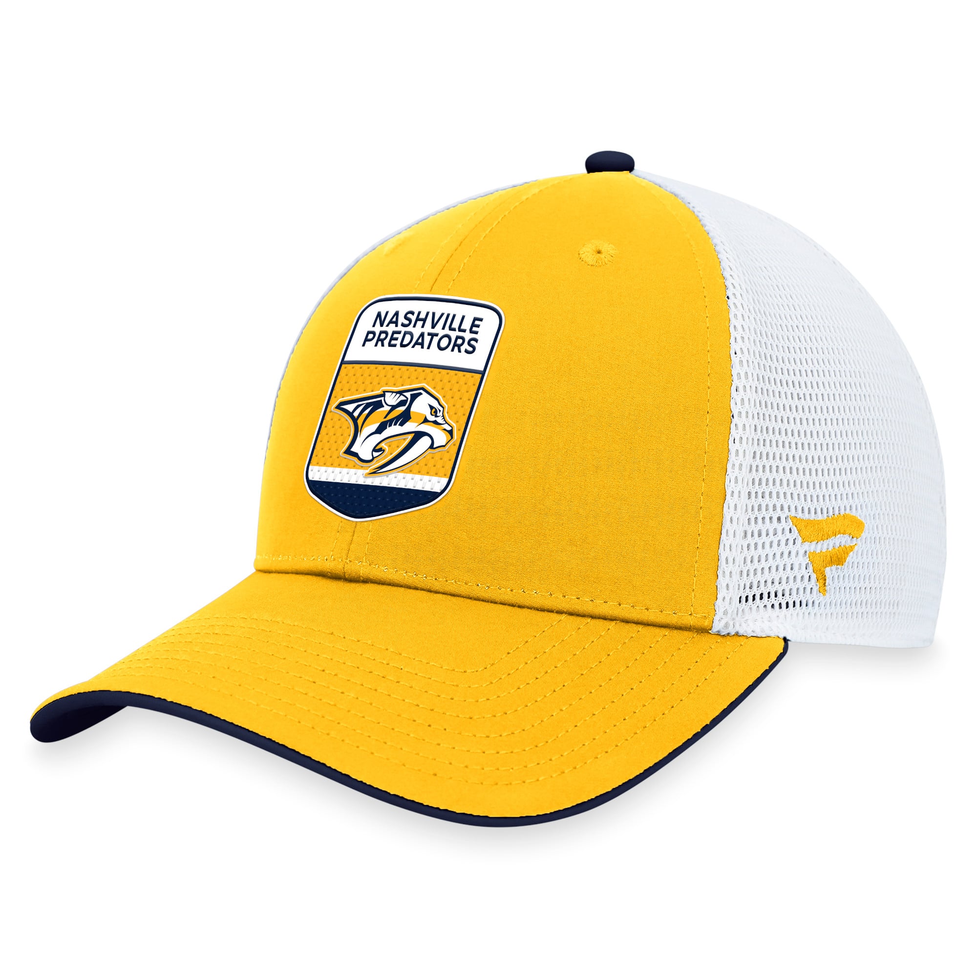 Men's Fanatics Gold Nashville Predators 2023 NHL Draft On Stage Trucker Adjustable Hat