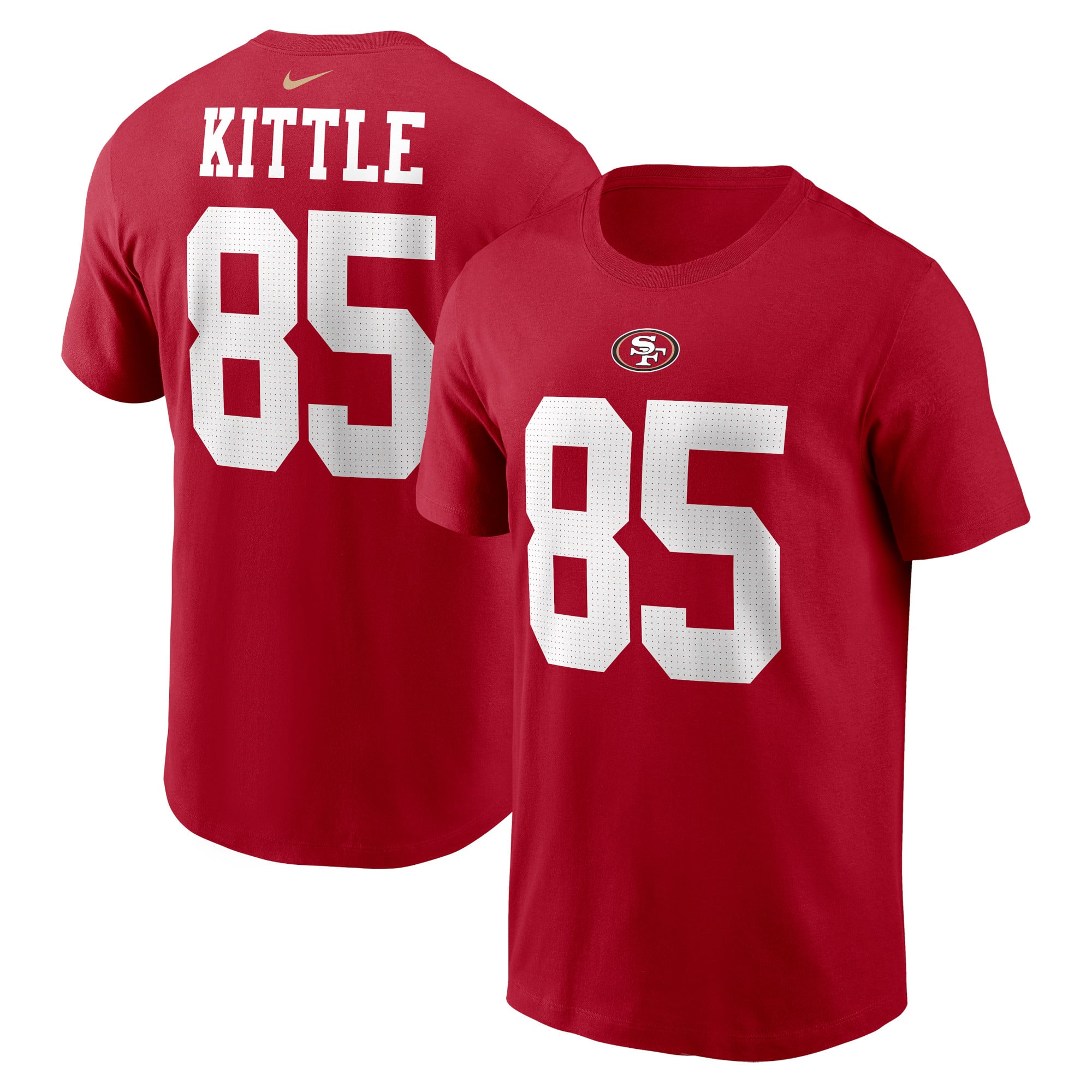 Camiseta Nike para hombre George Kittle Scarlet San Francisco 49ers con nombre y número