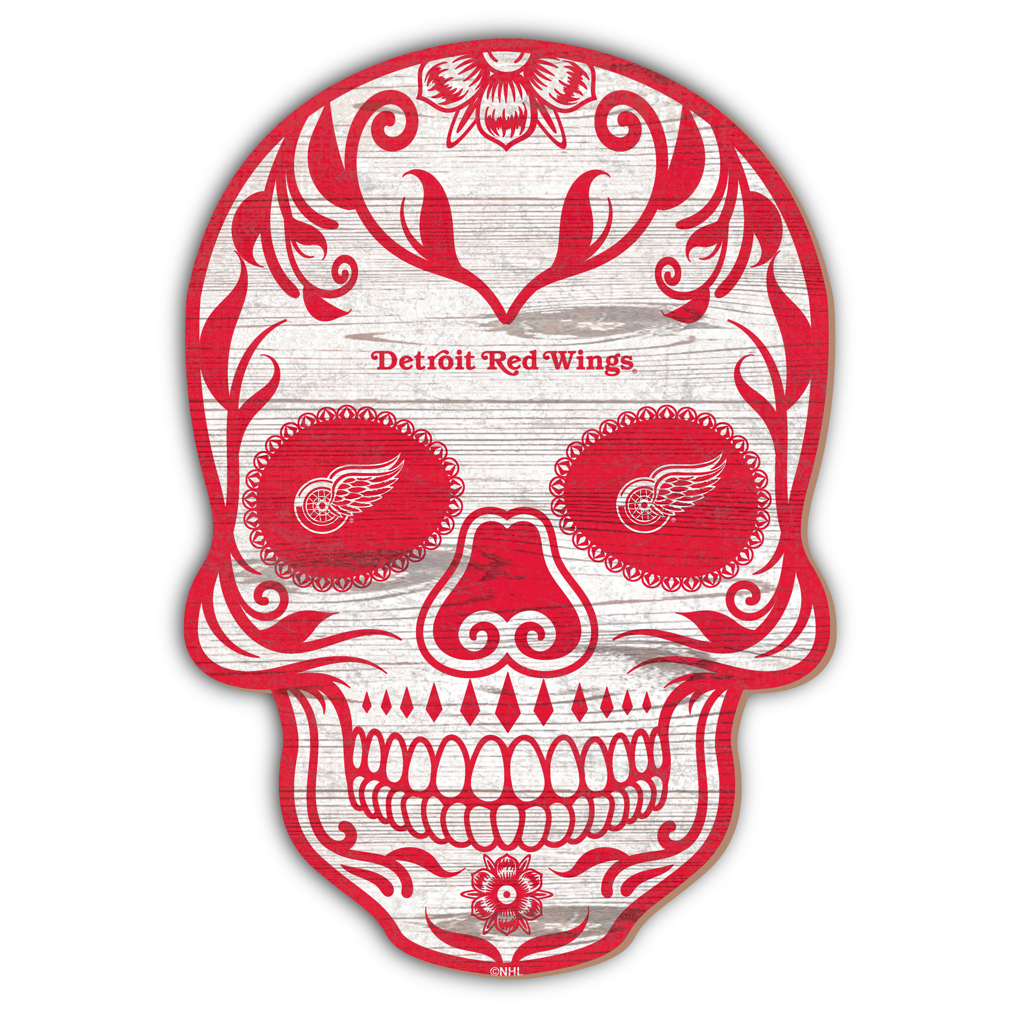 Detroit Red Wings 12'' Sugar Skull Sign