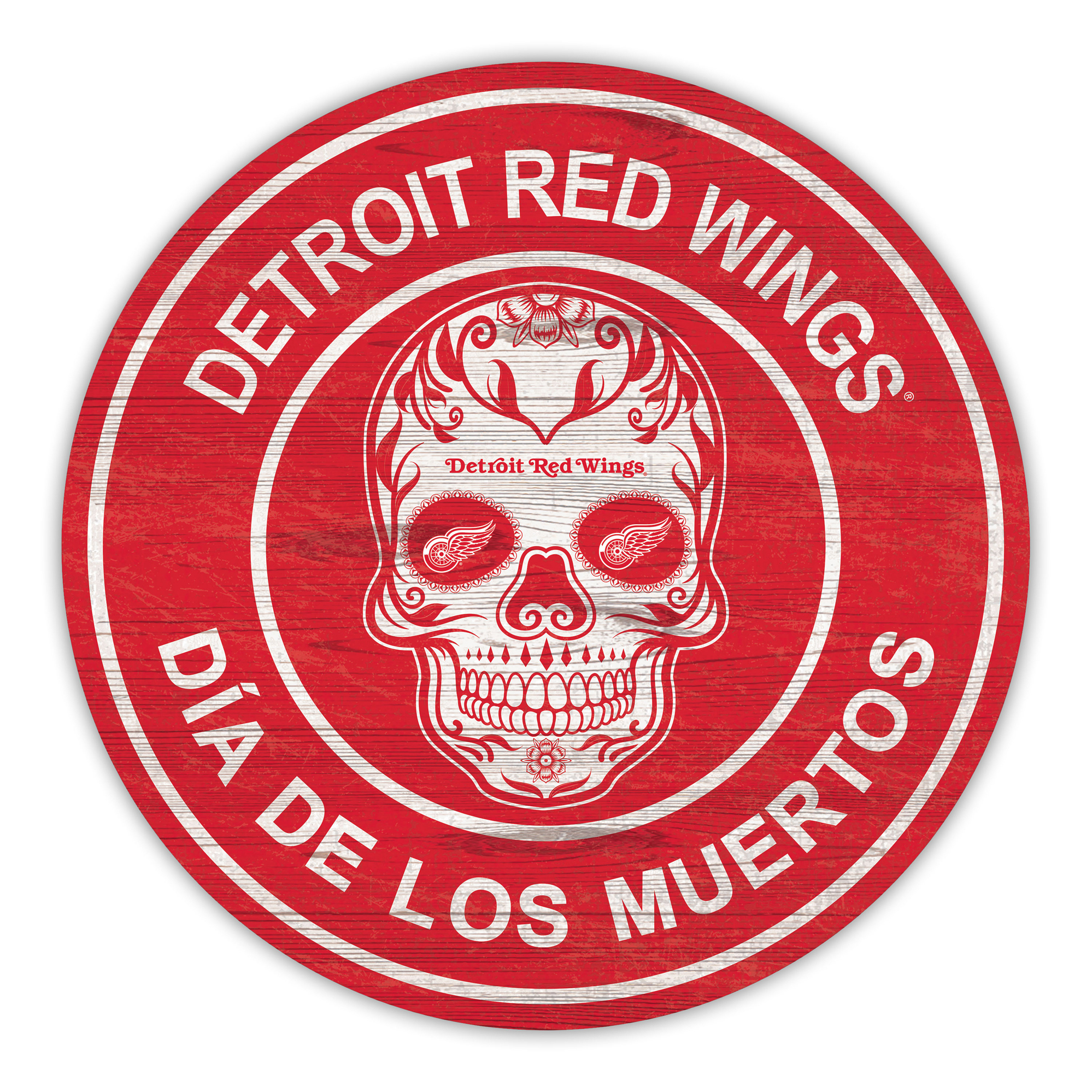Detroit Red Wings 12" Sugar Skull Circle Sign