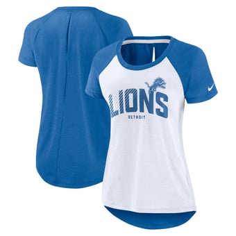 Women's Nike White/Heather Scarlet Detroit Lions Back Slit Lightweight Fashion T-Shirt