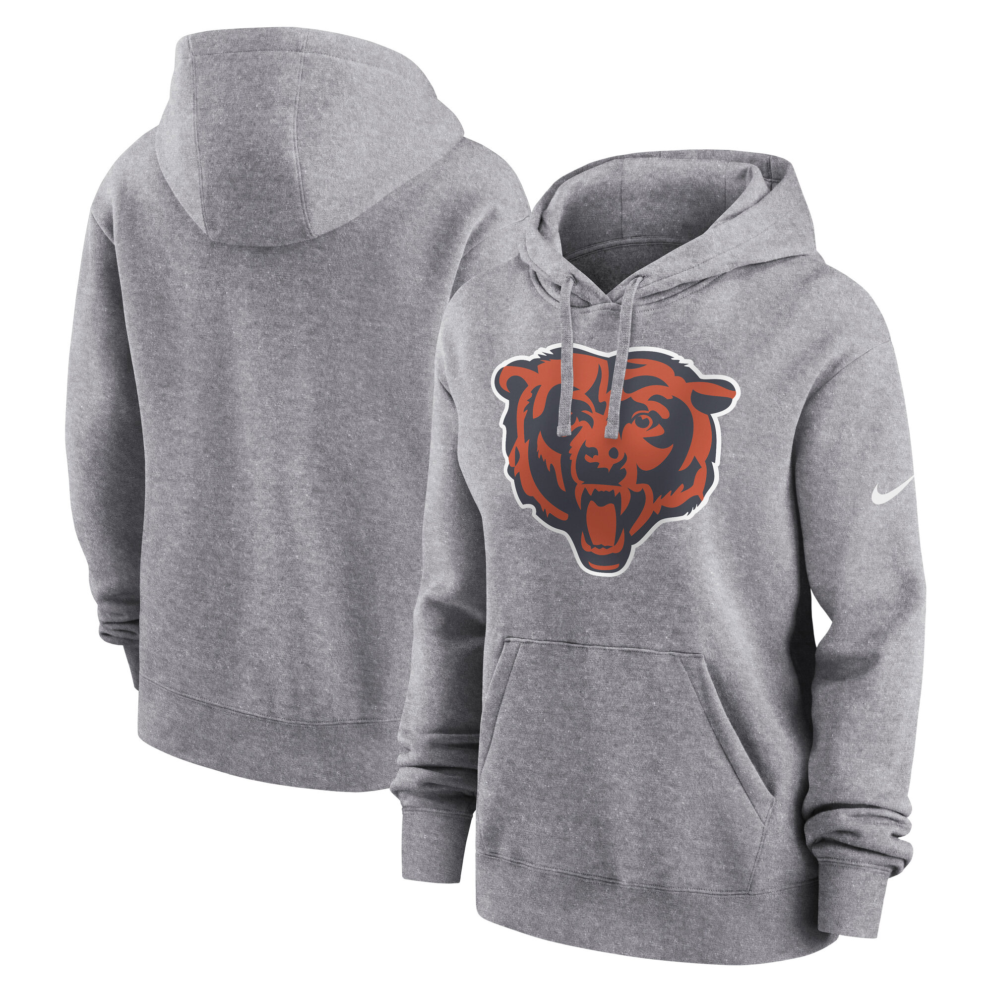 Women's Nike Heather Gray Chicago Bears Team Logo Club Fleece Hoodie