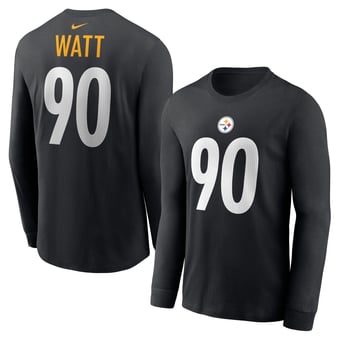 Men's Nike T.J. Watt Black Pittsburgh Steelers Name & Number Long Sleeve T-Shirt