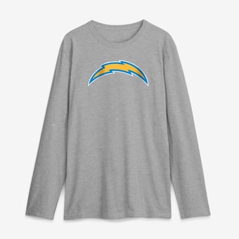 Men's Heather Gray Los Angeles Chargers Primary Team Logo Long Sleeve T-Shirt