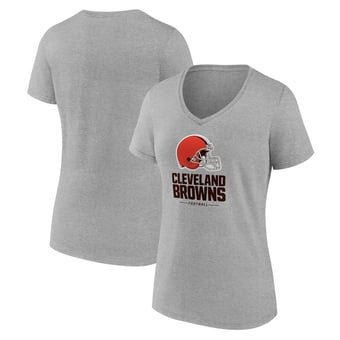 Women's Gray Cleveland Browns Logo Team Lockup V-Neck T-Shirt
