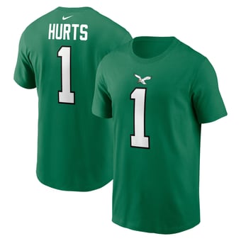 Men's Nike Jalen Hurts Kelly Green Philadelphia Eagles Name & Number T-Shirt