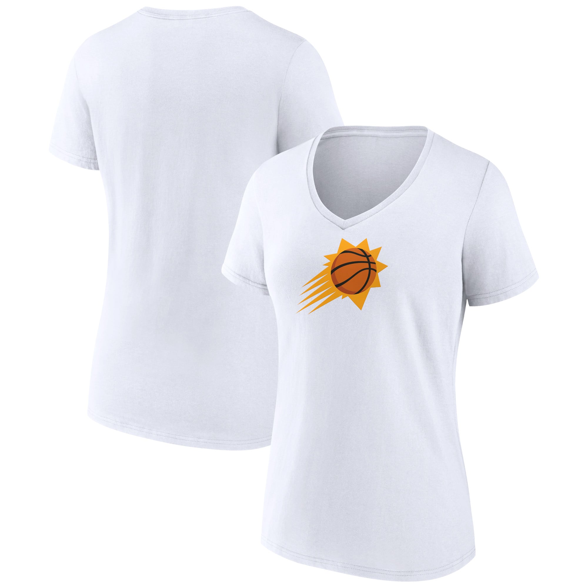Women's White Phoenix Suns Primary Logo V-Neck T-Shirt