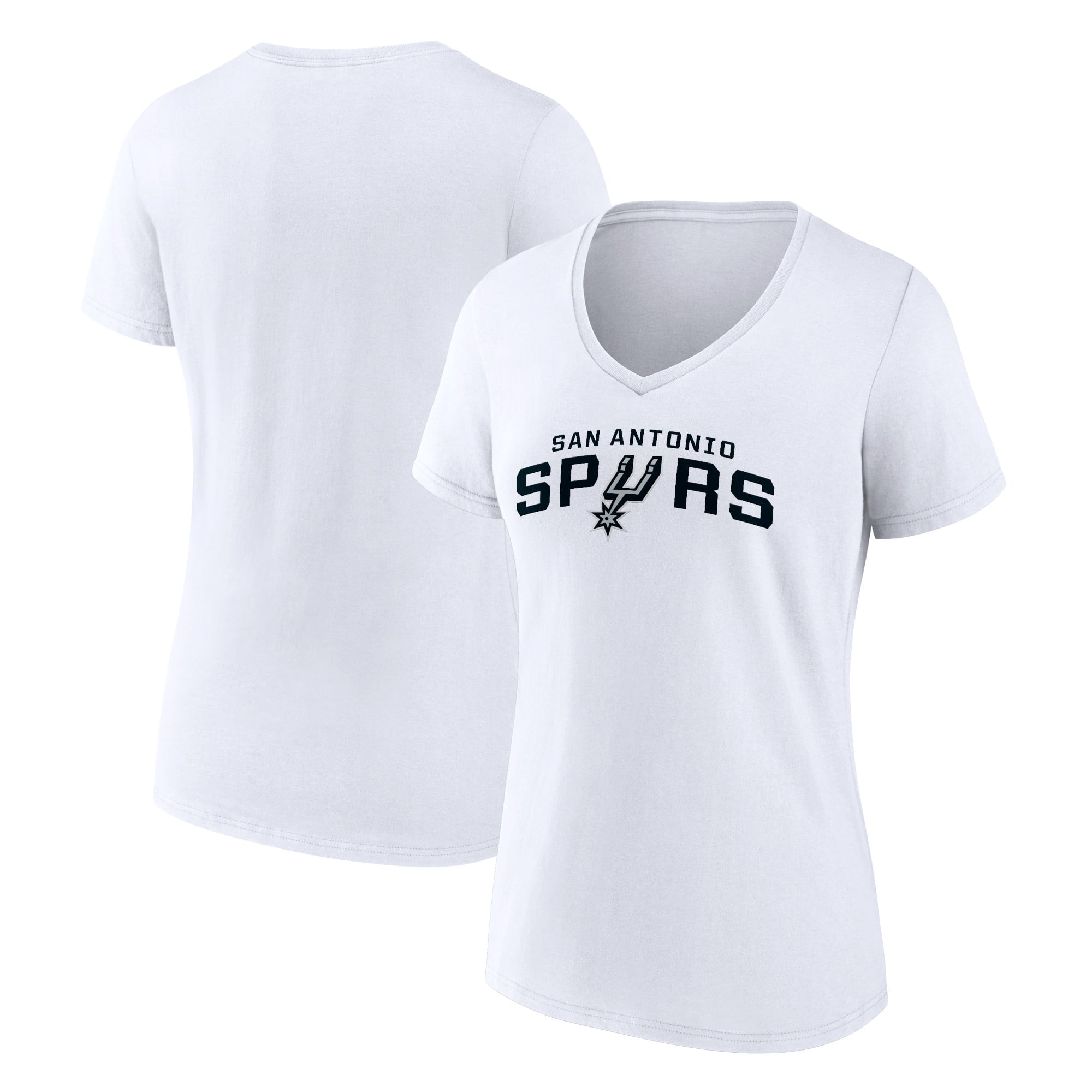 Women's White San Antonio Spurs Wordmark V-Neck T-Shirt