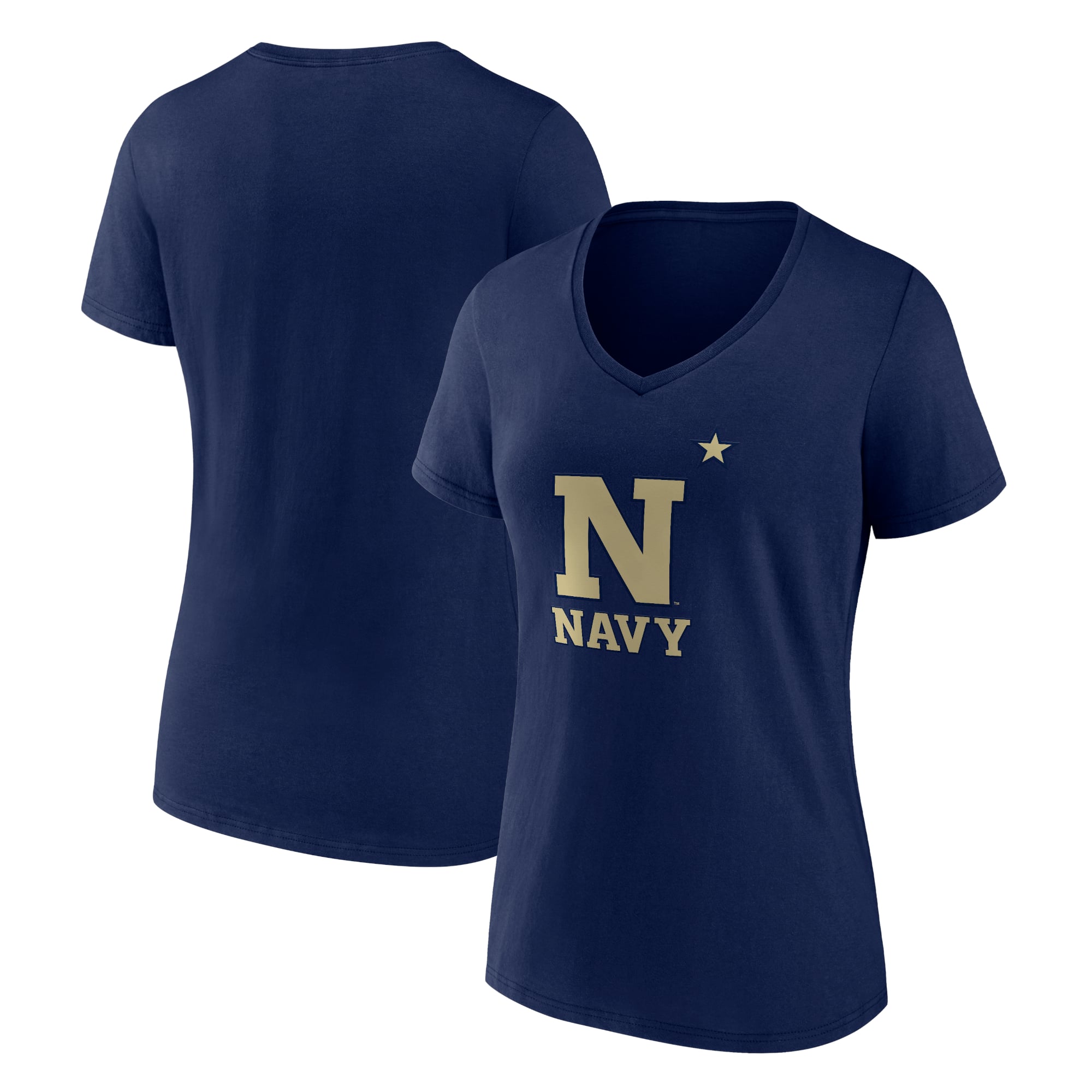 Women's Navy Navy Midshipmen Team Logo V-Neck T-Shirt