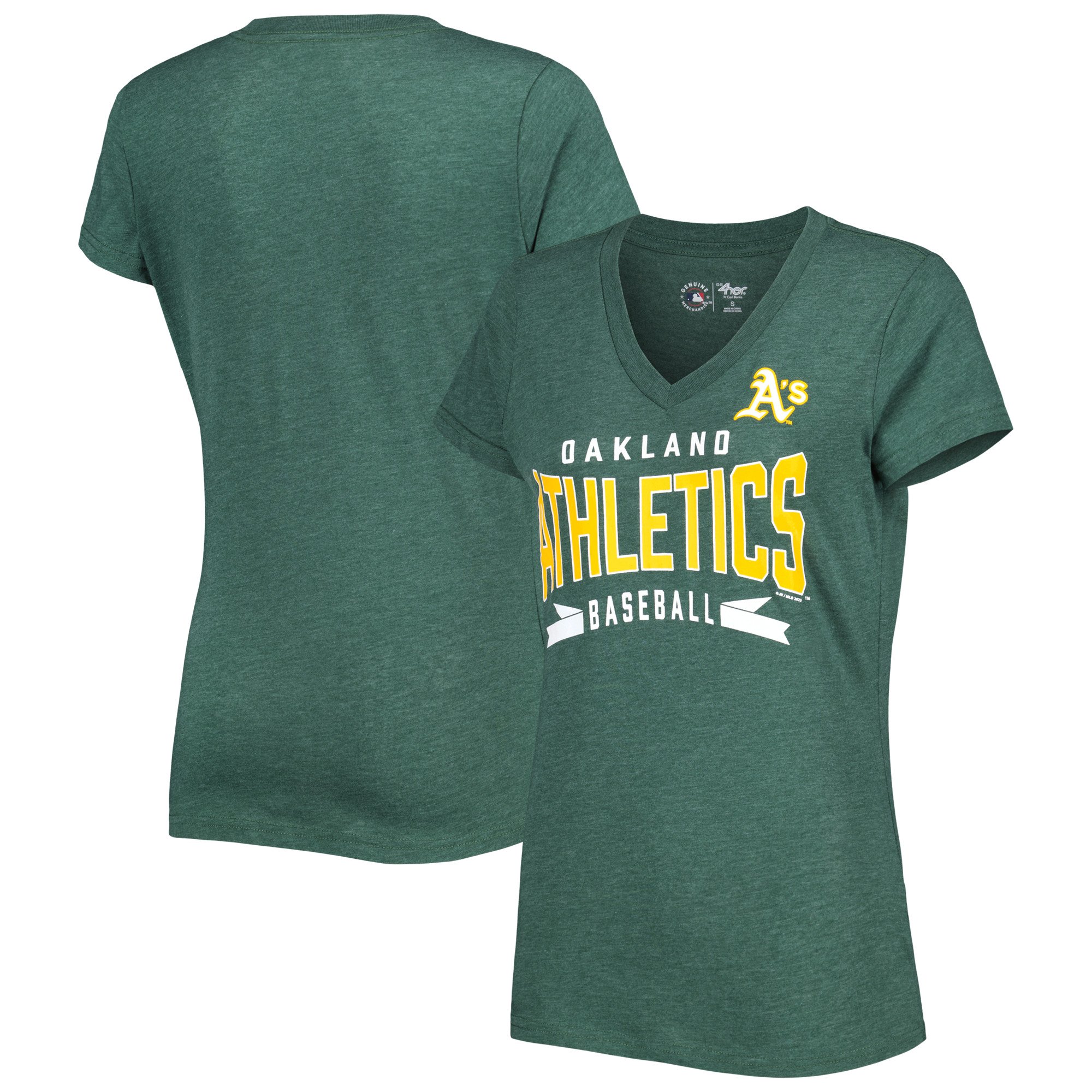 Women's G-III 4Her by Carl Banks Green Athletics Dream Team V-Neck T-Shirt