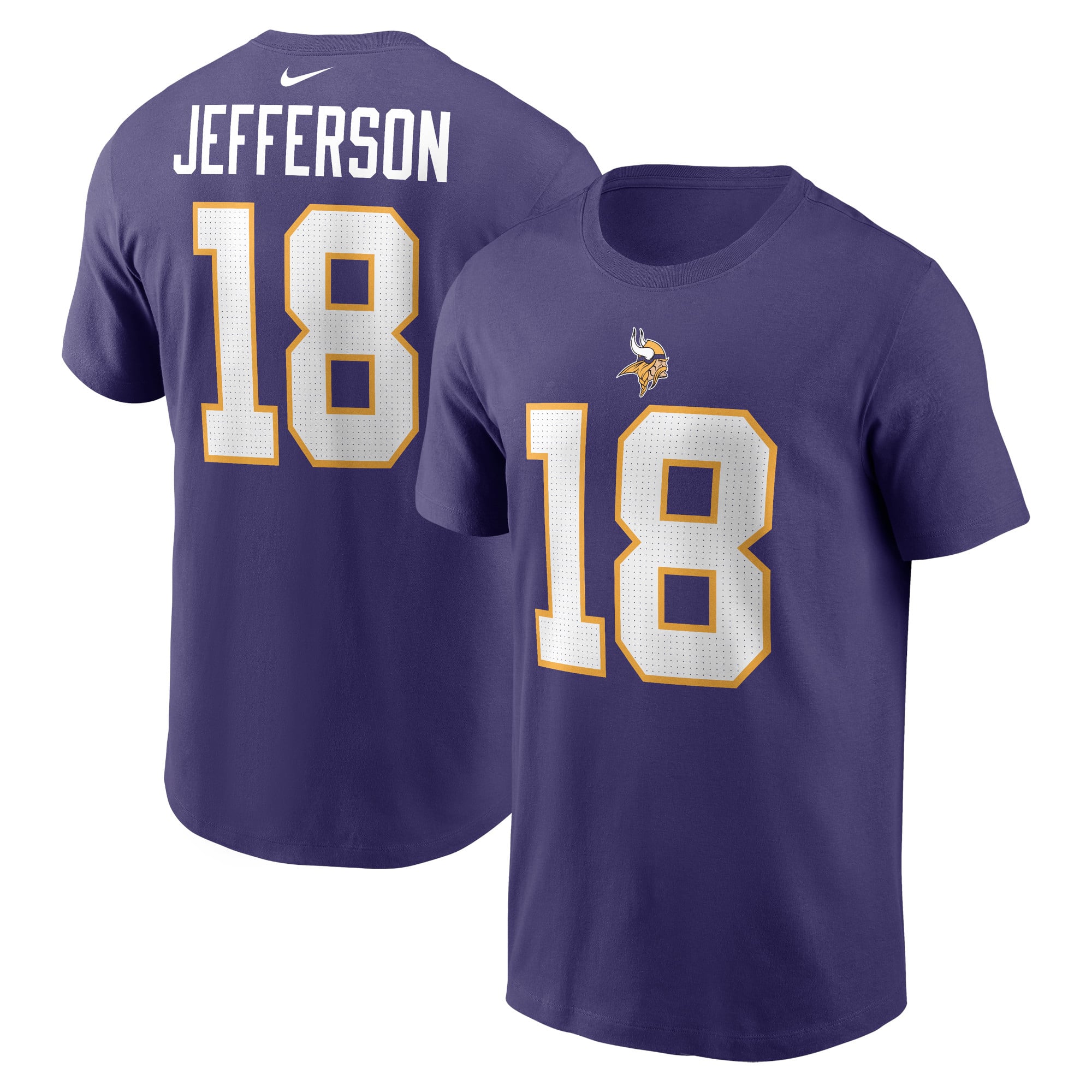 Camiseta Nike para hombre Justin Jefferson color morado con nombre y número de los Minnesota Vikings