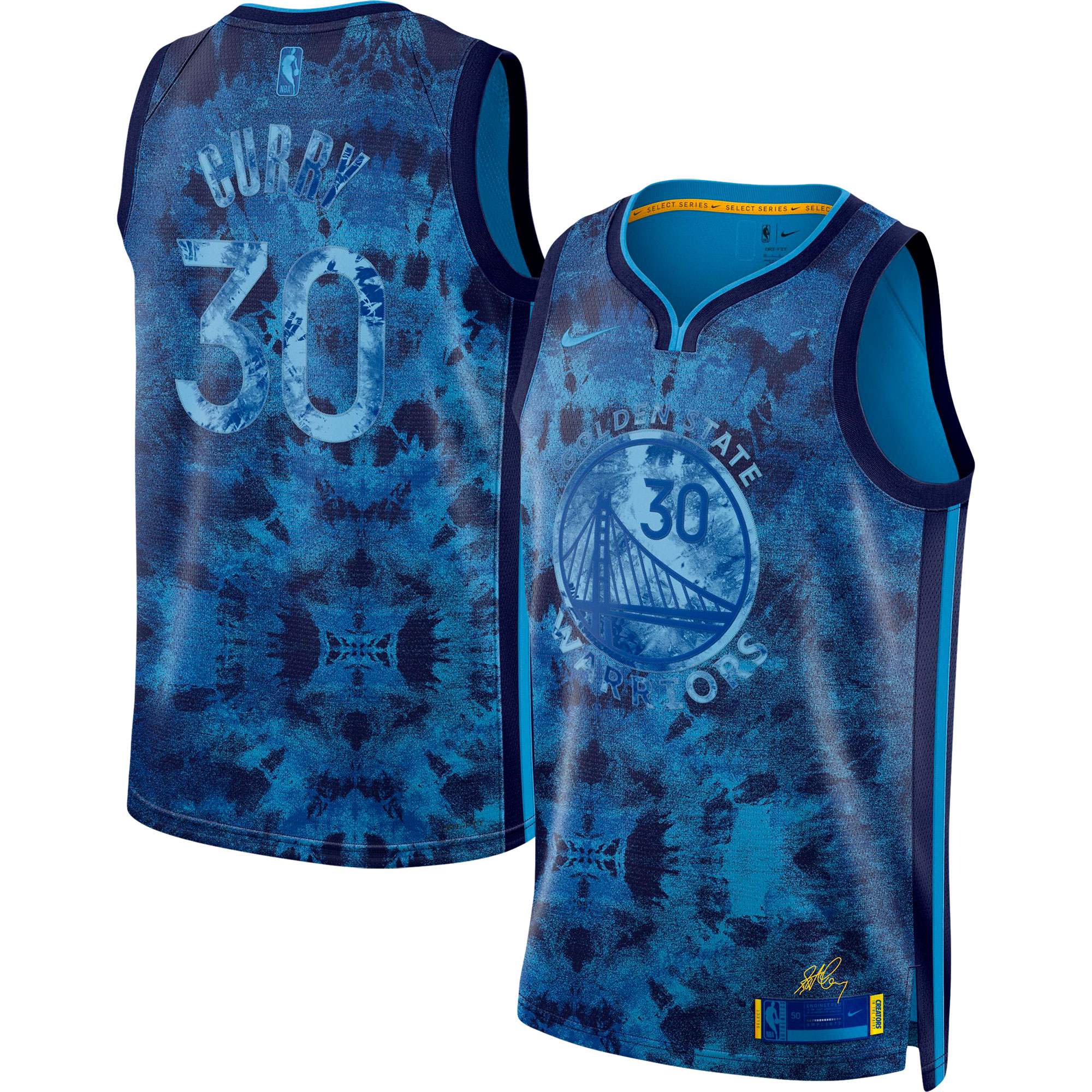 Unisex Nike Stephen Curry Royal Golden State Warriors Select Series Swingman Jersey: retailer-supplied image
