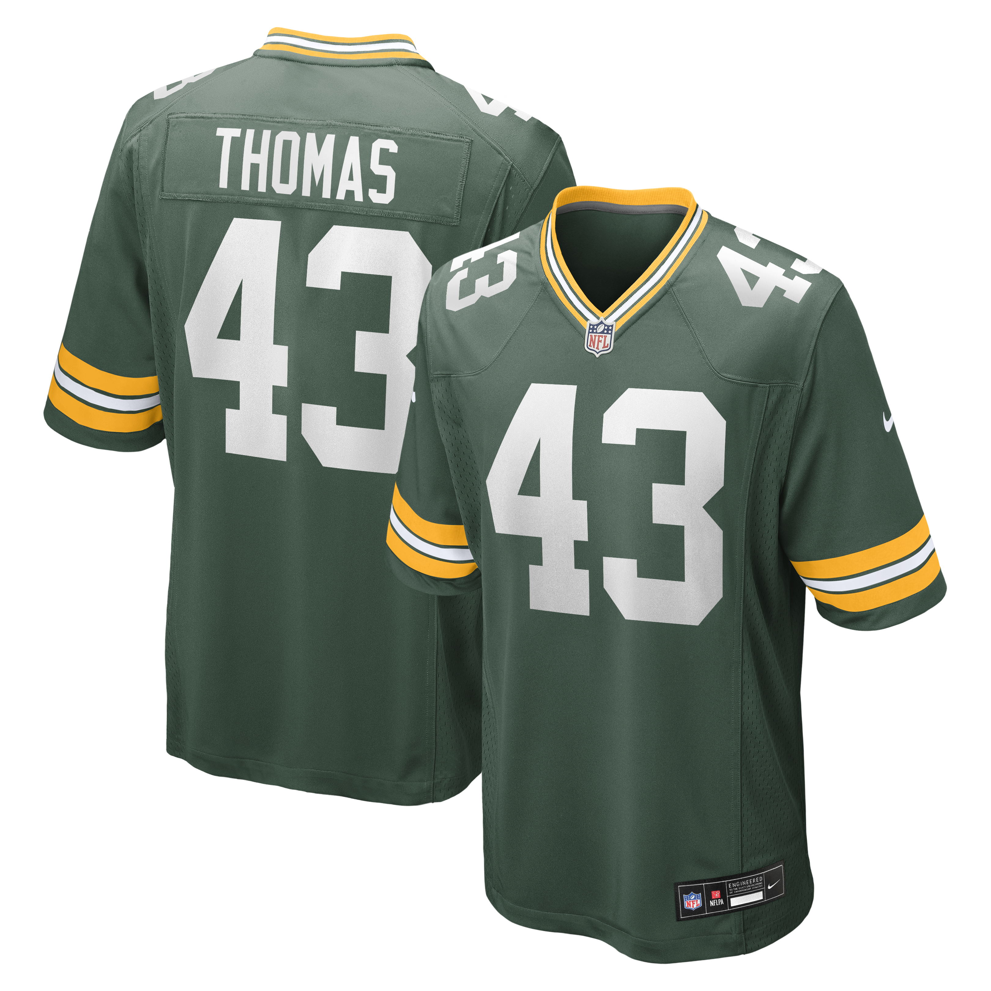 Men's Nike Kiondre Thomas Green Green Bay Packers Game Player Jersey