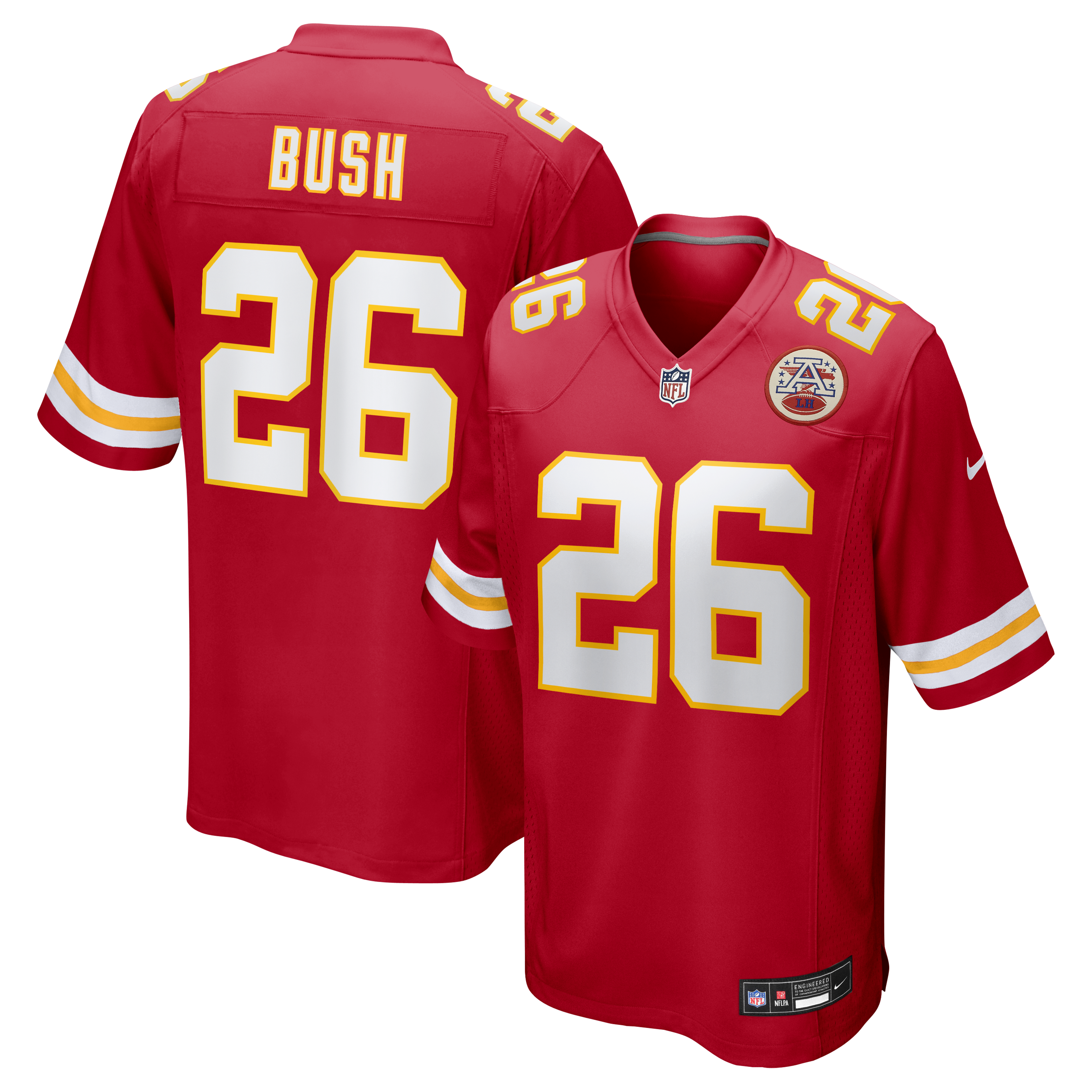 Men's Nike Deon Bush Red Kansas City Chiefs Game Player Jersey