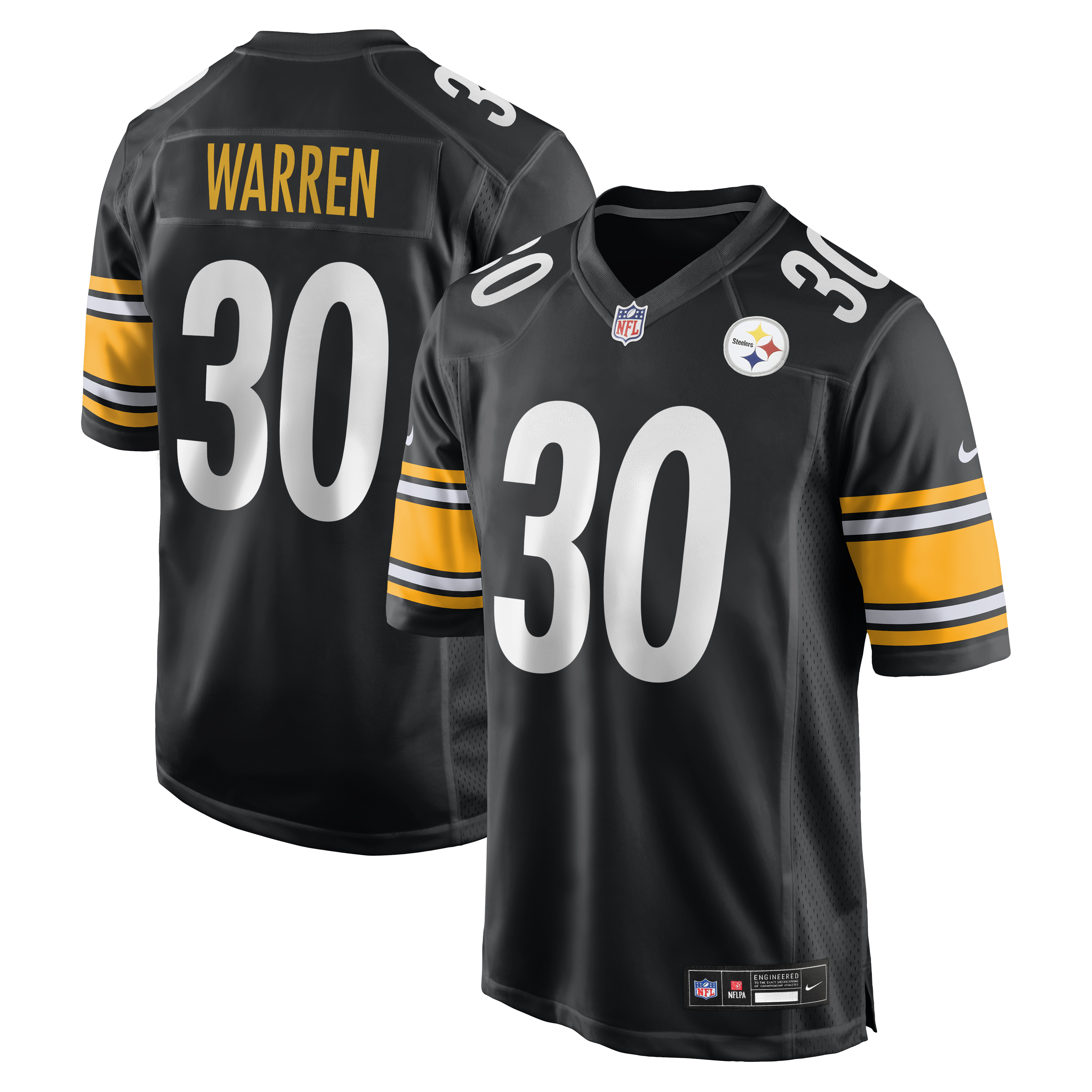 Men's Nike Jaylen Warren Black Pittsburgh Steelers Game Player Jersey