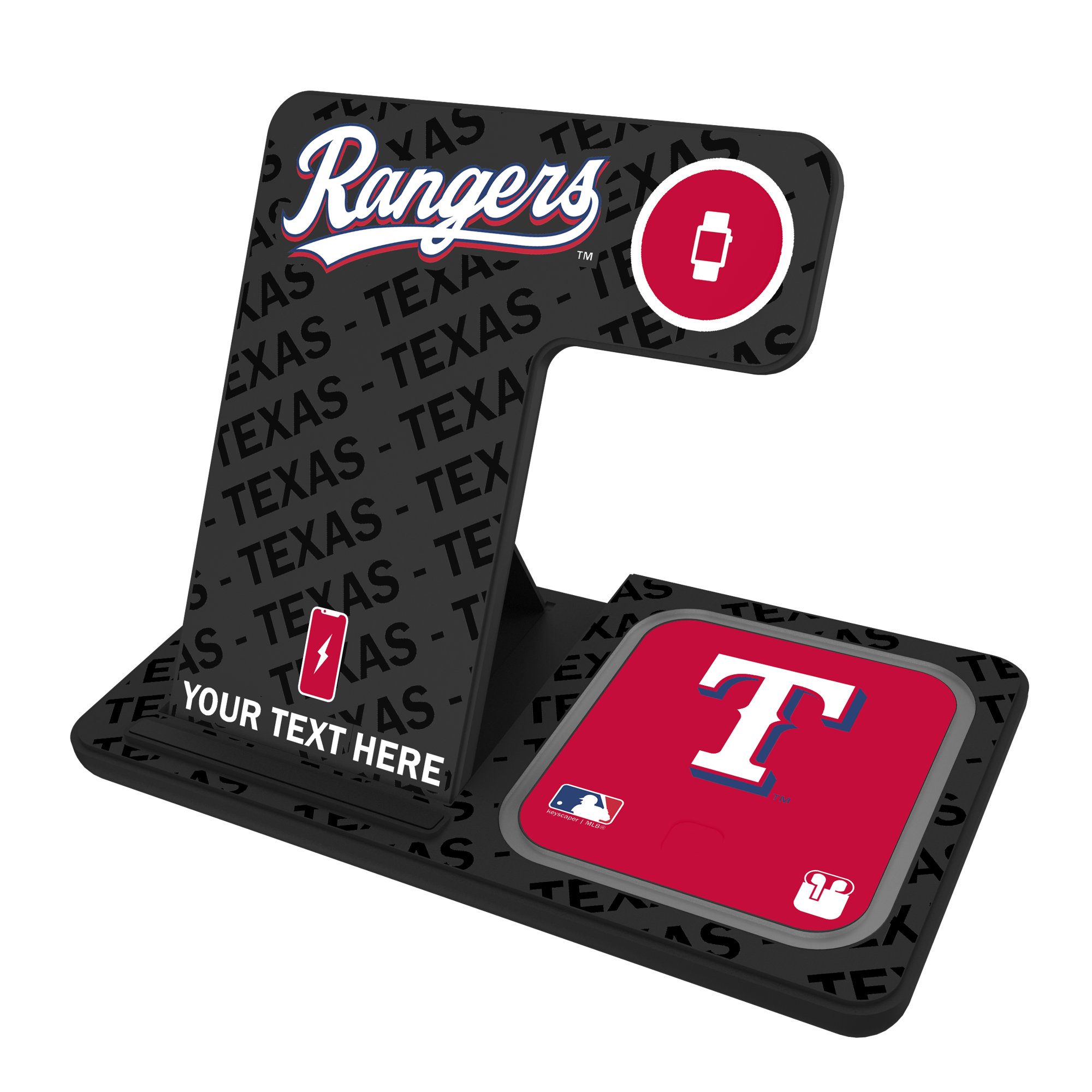 Texas Rangers Personalized 3-in-1 Charging Station