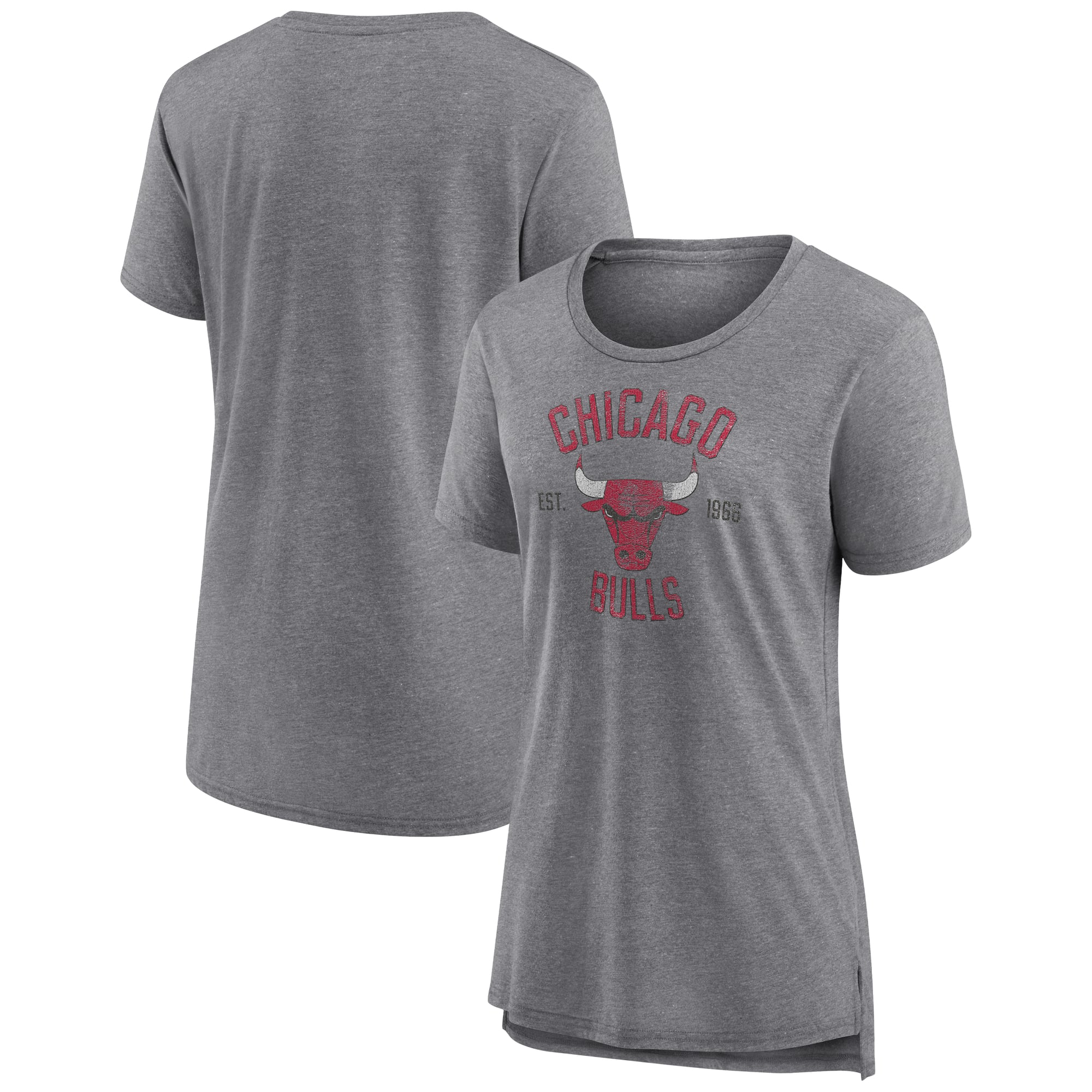 Women's Heather Gray Chicago Bulls Heritage Tri-Blend T-Shirt
