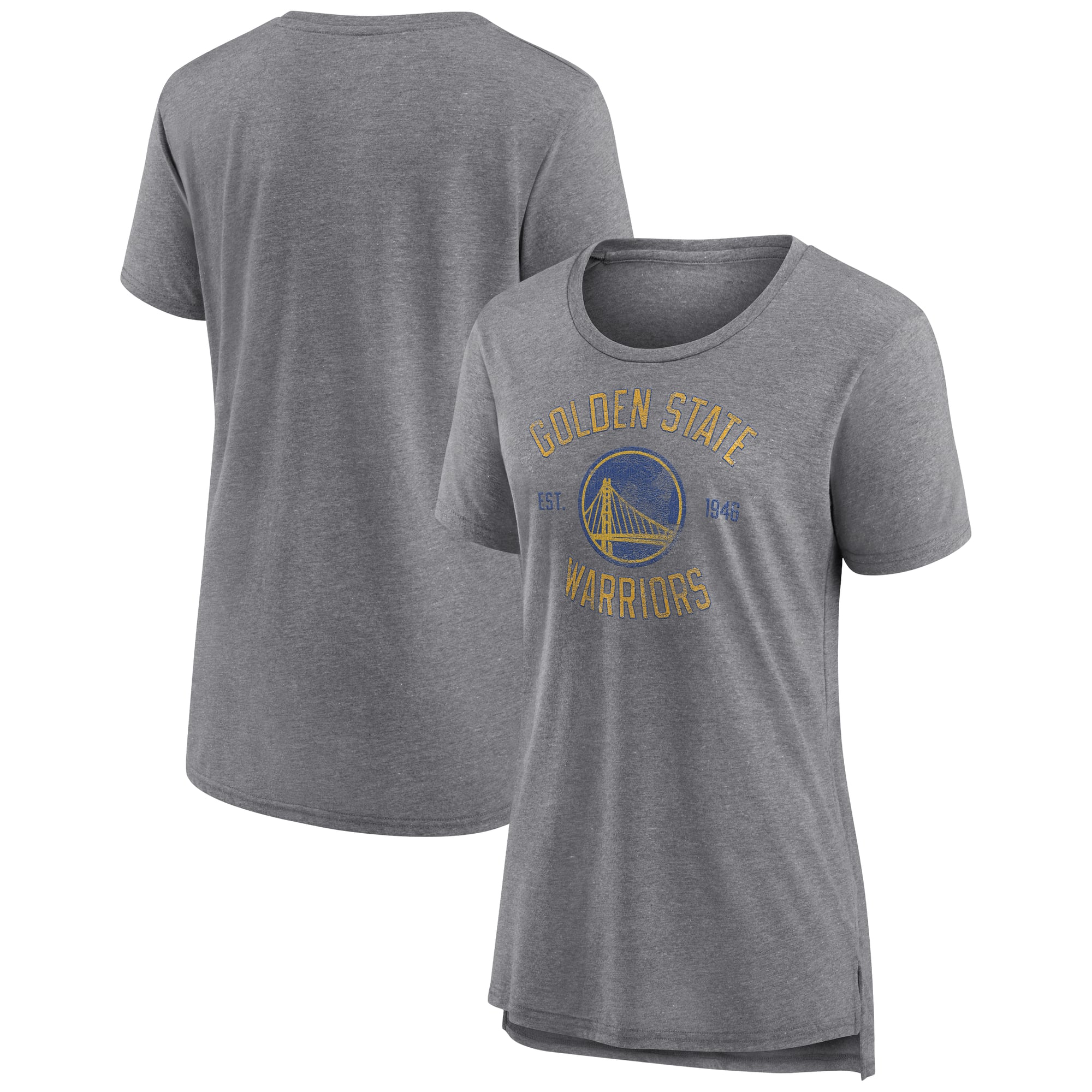Women's Heather Gray Golden State Warriors Heritage Tri-Blend T-Shirt