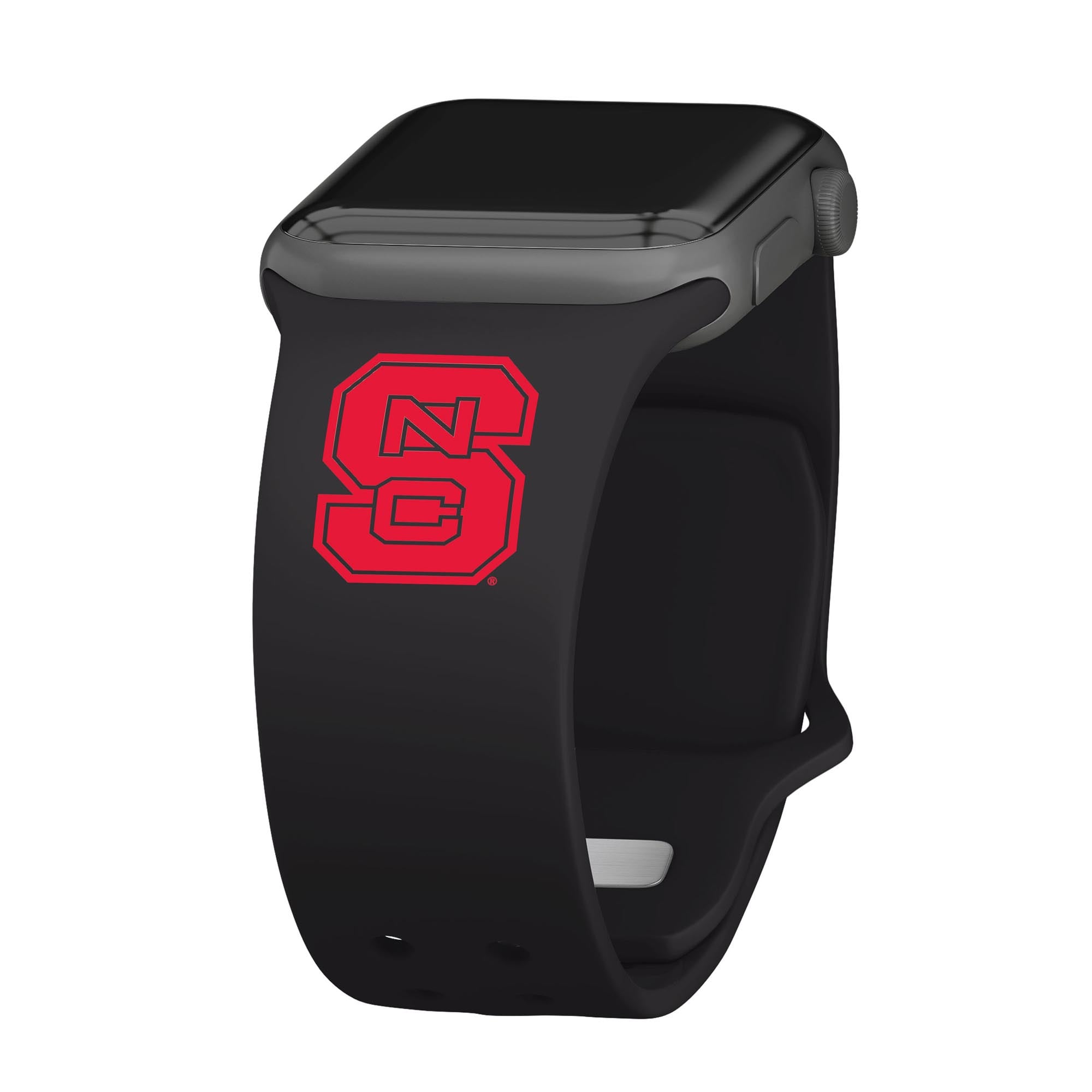 Black NC State Wolfpack Logo Silicone Apple Watch Band
