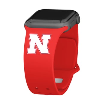 Scarlet Nebraska Huskers Logo Silicone Apple Watch Band