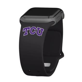 Black TCU Horned Frogs Logo Silicone Apple Watch Band