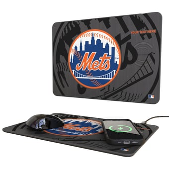 Keyscaper New York Mets Personalized 15W Fast Wireless Charger and Mouse Pad