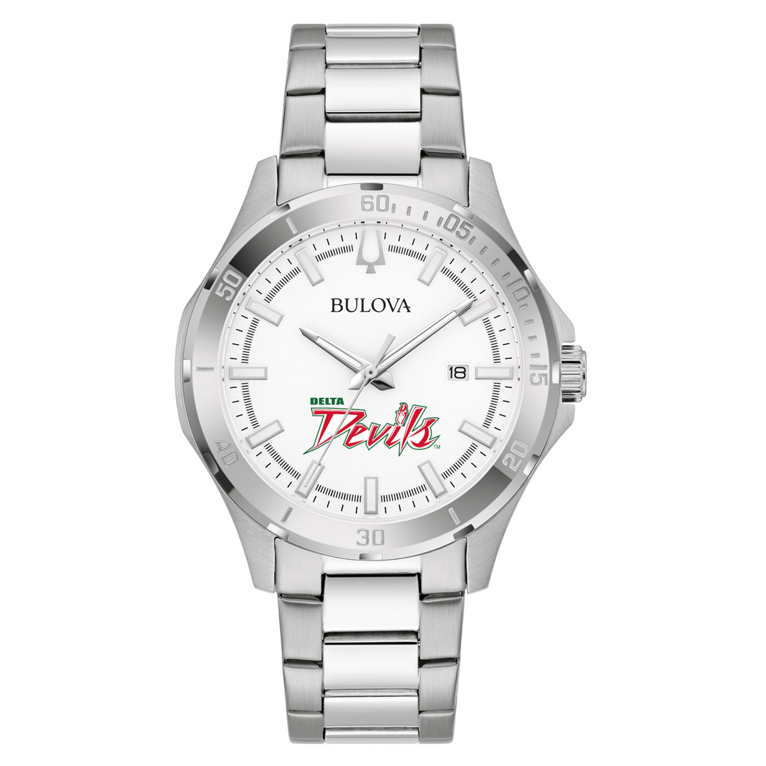 Men's Bulova Silver Mississippi Valley State Delta Devils Stainless Steel Classic Sport Watch