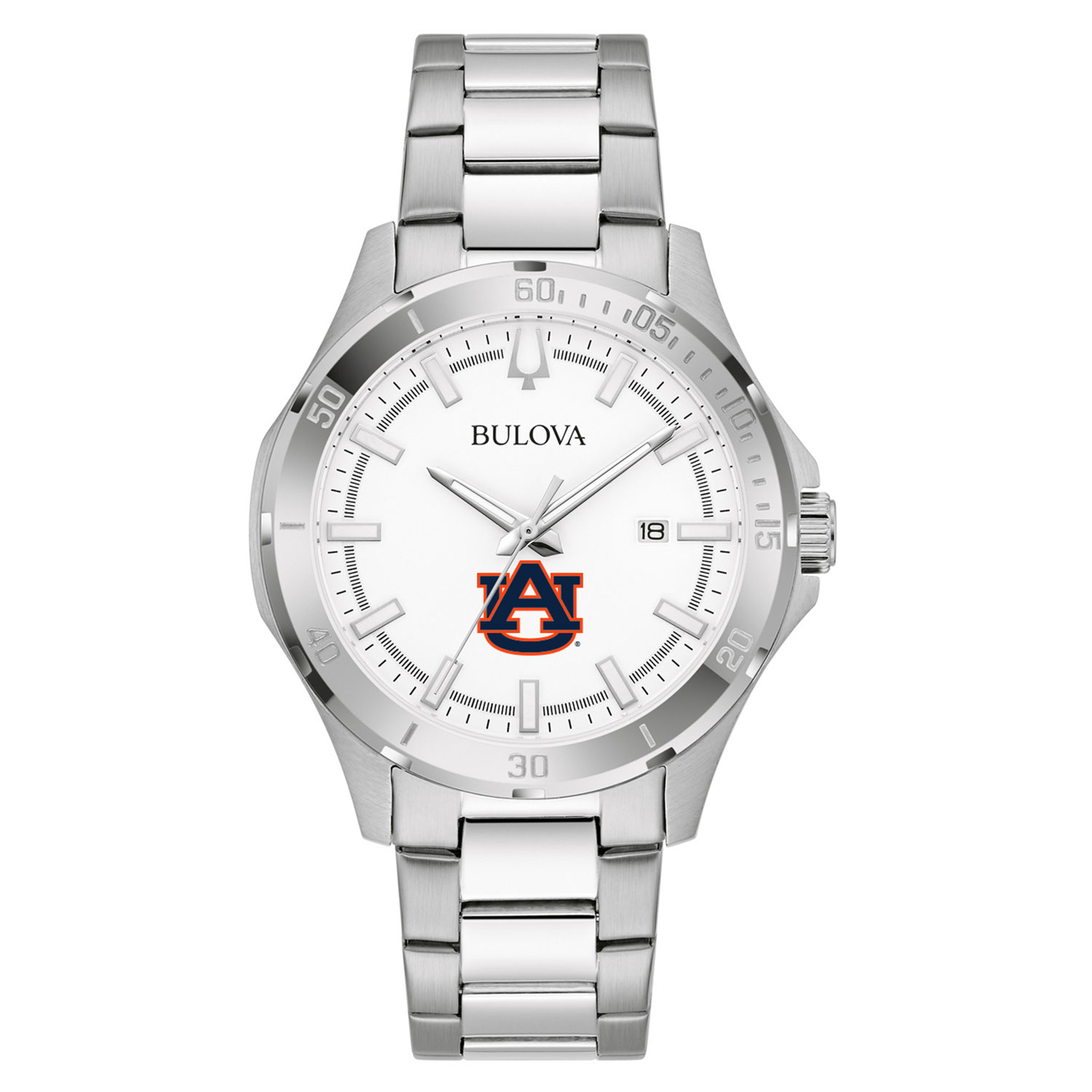 Men's Bulova Silver Auburn Tigers Stainless Steel Classic Sport Watch